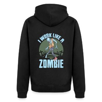Gruselig Halloween Kürbis Hexen Zombie Gespenster - Unisex Premium Bio Zip Hoodie - Schwarz - Hinten - Nico (187cm)