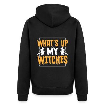 Effrayant halloween citrouille sorcières fantômes zombies - Veste à capuche bio Premium Unisexe - noir - Dos - Nico (187cm)