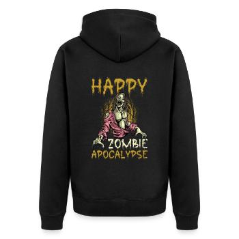 Gruselig Halloween Kürbis Hexen Zombie Gespenster - Unisex Premium Bio Zip Hoodie - Schwarz - Hinten - Nico (187cm)