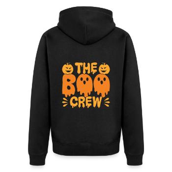 Gruselig Halloween Kürbis Hexen Zombie Gespenster - Unisex Premium Bio Zip Hoodie - Schwarz - Hinten - Nico (187cm)