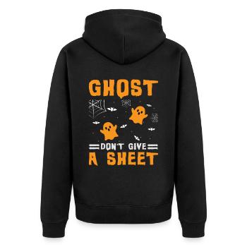 Gruselig Halloween Kürbis Hexen Zombie Gespenster - Unisex Premium Bio Zip Hoodie - Schwarz - Hinten - Nico (187cm)