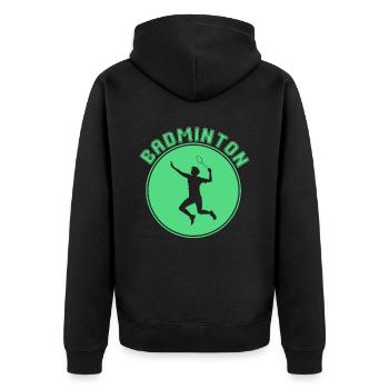 Badminton - Unisex Premium Bio Zip Hoodie - Schwarz - Hinten - Nico (187cm)