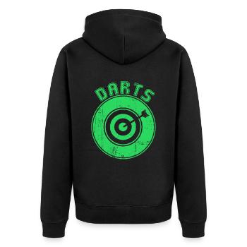 darts - Unisex Premium Bio Zip Hoodie - Schwarz - Hinten - Nico (187cm)