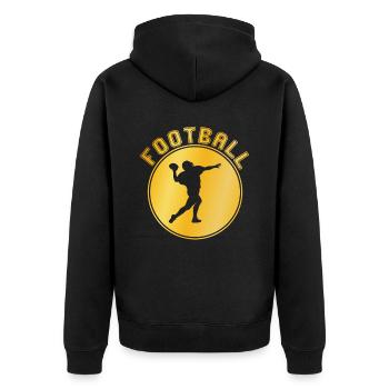 football - Unisex Premium Bio Zip Hoodie - Schwarz - Hinten - Nico (187cm)