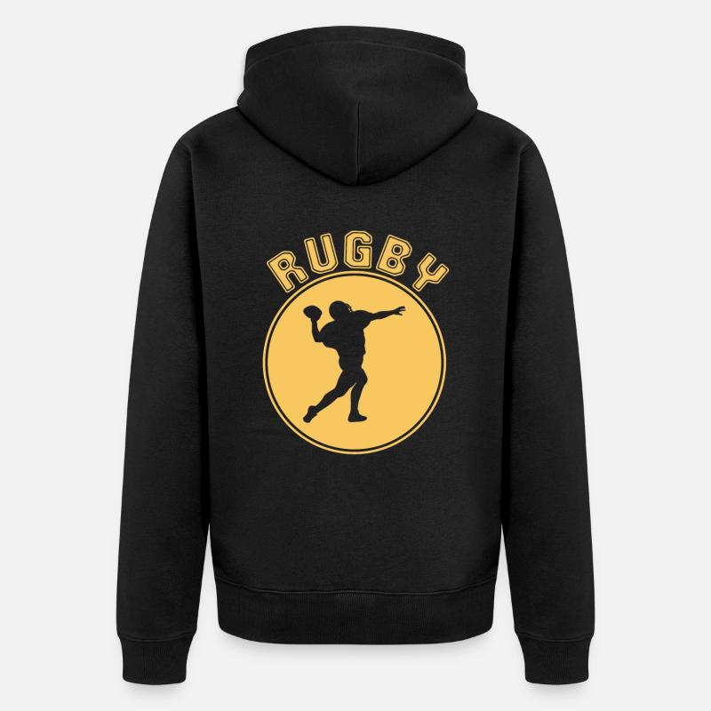 Rugby - Unisex Premium Organic Zip Hoodie - black