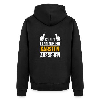 Karsten Vorname Name Geschenk - Unisex Premium Bio Zip Hoodie - Schwarz - Hinten - Nico (187cm)