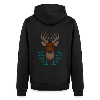 Bois de cerf rouge avec des bois de cerf - Veste à capuche bio Premium Unisexe - noir - Dos - Nico (187cm)