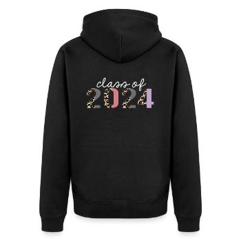 Klasse von 2024 Leopard Print Funny Gift - Unisex Premium Bio Zip Hoodie - Schwarz - Hinten - Nico (187cm)