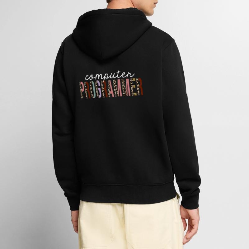 Cadeau drôle d'impression de léopard de programmeur d'ordinateur Veste à capuche bio Premium Unisexe
