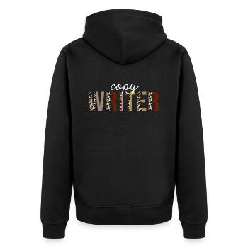 Copy Writer Leopard Print Lustiges Geschenk - Unisex Premium Bio Zip Hoodie - Schwarz - Hinten - Nico (187cm)