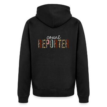 Gerichtsschreiber-Leoparden-Druck-lustiges Geschenk - Unisex Premium Bio Zip Hoodie - Schwarz - Hinten - Nico (187cm)