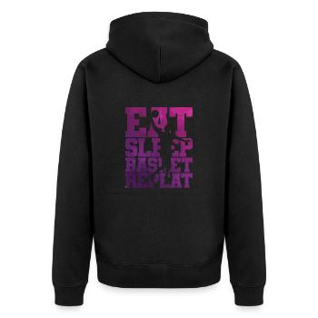 Eat Sleep Basketball Repeat Ballsport USA - Unisex Premium Organic Zip Hoodie - black - Back - Nico (187cm)