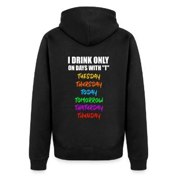 WItziger Spruch mit viel Humor und Sarkasmus - Unisex Premium Bio Zip Hoodie - Schwarz - Hinten - Nico (187cm)