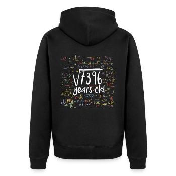 Square Root of 7396 Math Nerd 86th Birthday - Unisex Premium Organic Zip Hoodie - black - Back - Nico (187cm)