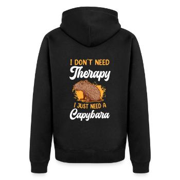 Capybara est ma thérapie capybara - Veste à capuche bio Premium Unisexe - noir - Dos - Nico (187cm)