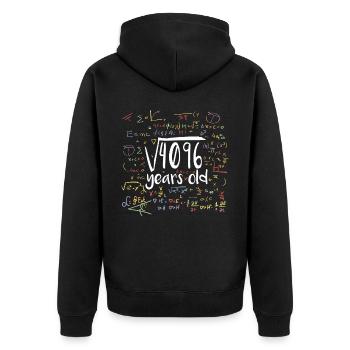 Quadratwurzel von 4096 Mathe Nerd 64. Geburtstag - Unisex Premium Bio Zip Hoodie - Schwarz - Hinten - Nico (187cm)