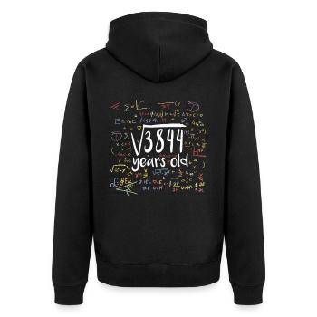 Square Root of 3844 Math Nerd 62nd Birthday - Unisex Premium Organic Zip Hoodie - black - Back - Nico (187cm)