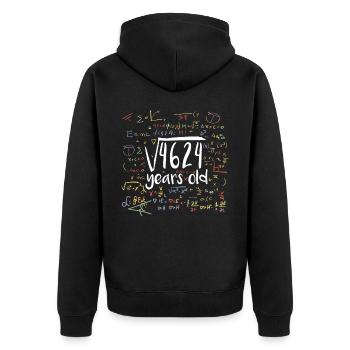 Square Root of 4624 Math Nerd 68th Birthday - Unisex Premium Organic Zip Hoodie - black - Back - Nico (187cm)