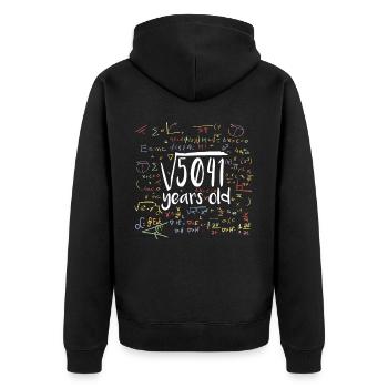 Square Root of 5041 Math Nerd 71st Birthday - Unisex Premium Organic Zip Hoodie - black - Back - Nico (187cm)