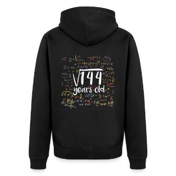 Square Root of 144 Math Nerd 12th Birthday - Unisex Premium Organic Zip Hoodie - black - Back - Nico (187cm)