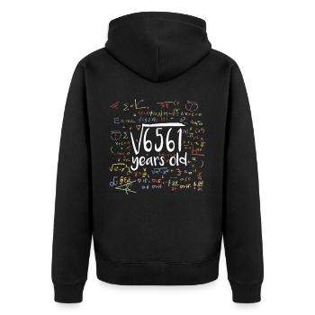 Quadratwurzel von 6561 Mathe Nerd 81. Geburtstag - Unisex Premium Bio Zip Hoodie - Schwarz - Hinten - Nico (187cm)