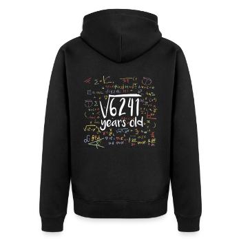 Square Root of 6241 Math Nerd 79th Birthday - Unisex Premium Organic Zip Hoodie - black - Back - Nico (187cm)