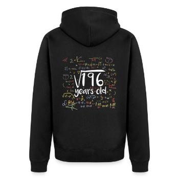 Square Root of 196 Math Nerd 13th Birthday - Unisex Premium Organic Zip Hoodie - black - Back - Nico (187cm)