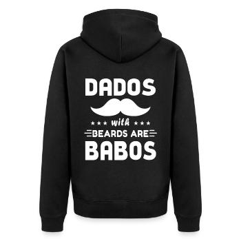 Dados with beards are Babos Muchas Grande Daddy Pa - Unisex Premium Organic Zip Hoodie - black - Back - Nico (187cm)