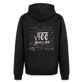 Racine carrée de 400 math nerd 20e anniversaire - Veste à capuche bio Premium Unisexe - noir - Dos - Nico (187cm)