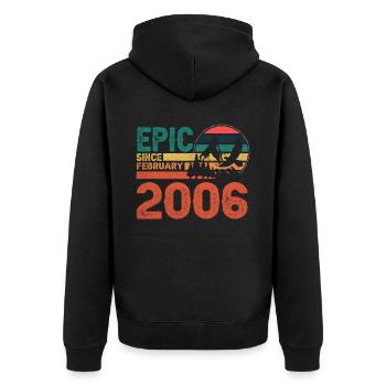 Epic Depuis février 2006 Retro-design Depuis 16 ans - Veste à capuche bio Premium Unisexe - noir - Dos - Nico (187cm)
