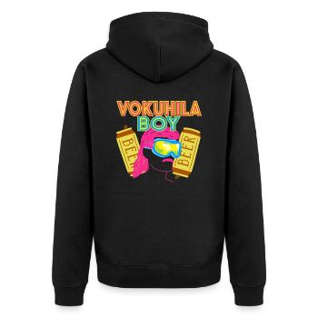 Vokuhila Perm Vokuhila Coiffure Moustache - Veste à capuche bio Premium Unisexe - noir - Dos - Nico (187cm)