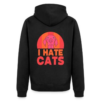 Ich Hasse Katzen Hund Welpe Liebhaber Tier - Unisex Premium Bio Zip Hoodie - Schwarz - Hinten - Nico (187cm)