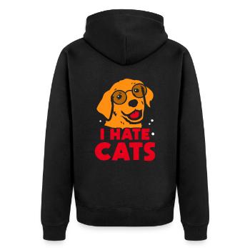 Ich Hasse Katzen Liebhaber Hund Welpe Tier - Unisex Premium Bio Zip Hoodie - Schwarz - Hinten - Nico (187cm)