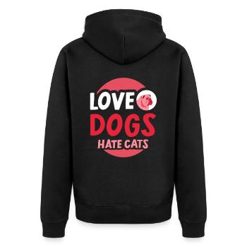 Chers chiens Détestez les chats Amoureux Chien Chiot - Veste à capuche bio Premium Unisexe - noir - Dos - Nico (187cm)