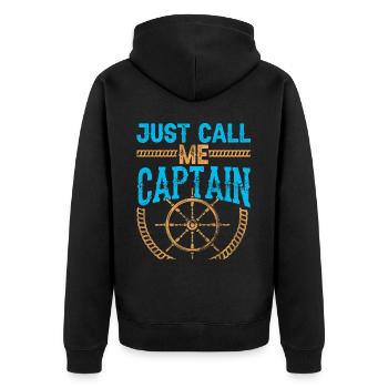 Just call me captain boat boating ship - Unisex Premium Organic Zip Hoodie - black - Back - Nico (187cm)