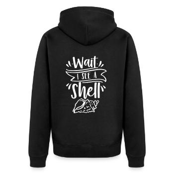 Waiting I See A Shell Collecting Shells - Unisex Premium Organic Zip Hoodie - black - Back - Nico (187cm)