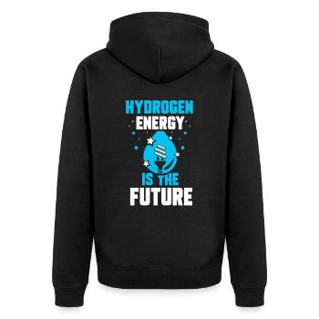 Energie Aus Wasserstoff Ist Die Zukunft Hydrogen - Unisex Premium Bio Zip Hoodie - Schwarz - Hinten - Nico (187cm)
