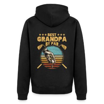 Bester Großvater Von Par Vintage Design Zum Golfen - Unisex Premium Bio Zip Hoodie - Schwarz - Hinten - Nico (187cm)