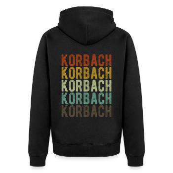 Korbach Stadt Retro Vintage - Unisex Premium Bio Zip Hoodie - Schwarz - Hinten - Nico (187cm)