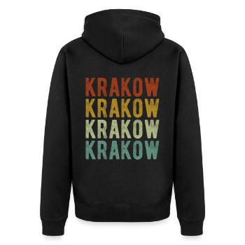 Krakow Stadt Retro Vintage - Unisex Premium Bio Zip Hoodie - Schwarz - Hinten - Nico (187cm)
