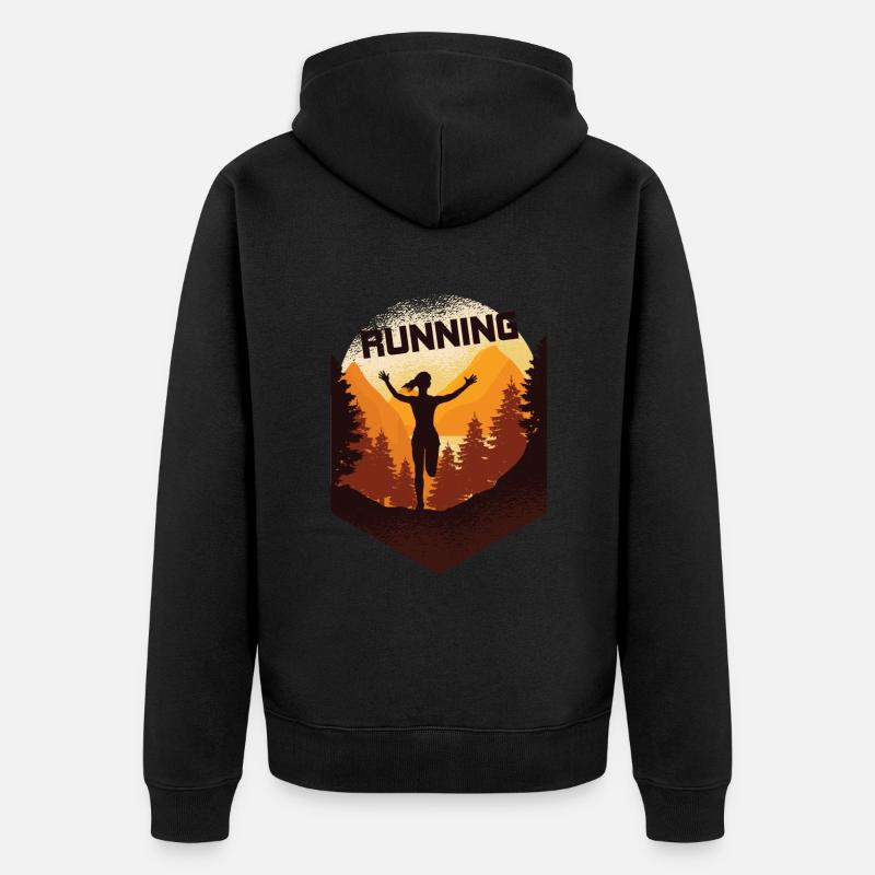 Marathon, coureur de trail running - Veste à capuche bio Premium Unisexe - noir