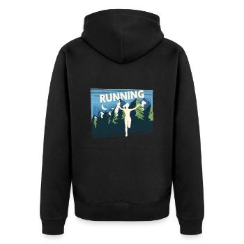 Marathon, coureur de trail running - Veste à capuche bio Premium Unisexe - noir - Dos - Nico (187cm)