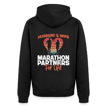 Running Runner Half Marathon - Unisex Premium Bio Zip Hoodie - Schwarz - Hinten - Nico (187cm)