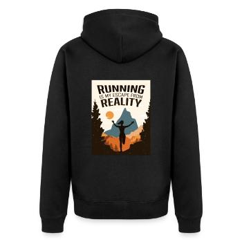Marathon, Trail Running, Runner - Unisex Premium Organic Zip Hoodie - black - Back - Nico (187cm)