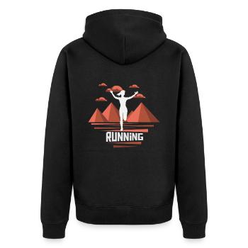 Marathon, coureur de trail running - Veste à capuche bio Premium Unisexe - noir - Dos - Nico (187cm)