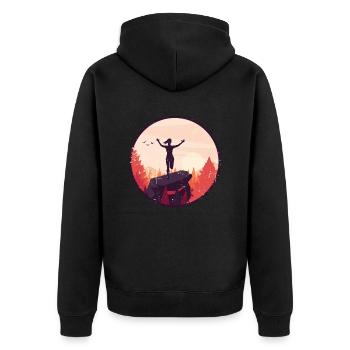 Marathon, coureur de trail running - Veste à capuche bio Premium Unisexe - noir - Dos - Nico (187cm)