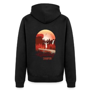 Marathon, Trail Running Champion - Unisex Premium Organic Zip Hoodie - black - Back - Nico (187cm)