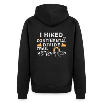 Wanderte - Kontinentaler Dividenpfad - Unisex Premium Bio Zip Hoodie - Schwarz - Hinten - Nico (187cm)