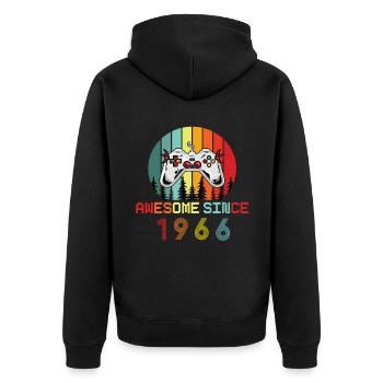 Awesome Since 1966 Geburtstag 1966 Vintage 1966 - Unisex Premium Bio Zip Hoodie - Schwarz - Hinten - Nico (187cm)