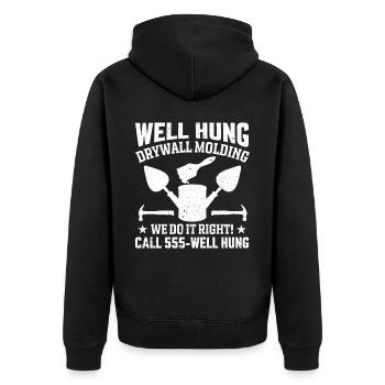 Well suspended drywall strips We make it - Unisex Premium Organic Zip Hoodie - black - Back - Nico (187cm)